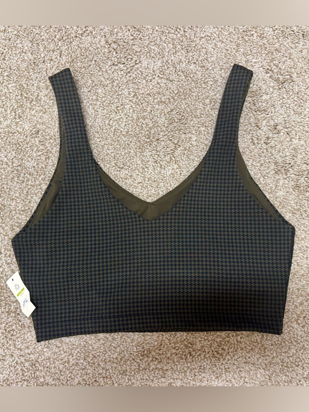 aerie Olive Green Houndstooth Wireless Bralette